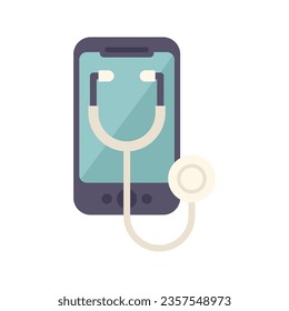 Vector plano del icono del estetoscopio en línea. Salud del doctor. Clínica de atención aislada