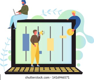Online stock exchange, vector flat style design illustration