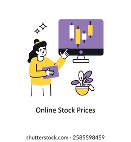 Online Stock Prices Concept vector illustration.  isolated on white Background.