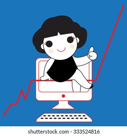 Online Stock Trading Character Icon Symbol illustration