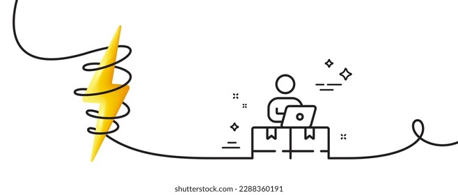 Online storage line icon. Continuous one line with curl. Internet delivery sign. Mobile device service symbol. Online storage single outline ribbon. Loop curve with energy. Vector