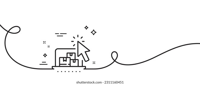 Online storage line icon. Continuous one line with curl. Internet delivery sign. Mobile device service symbol. Online storage single outline ribbon. Loop curve pattern. Vector