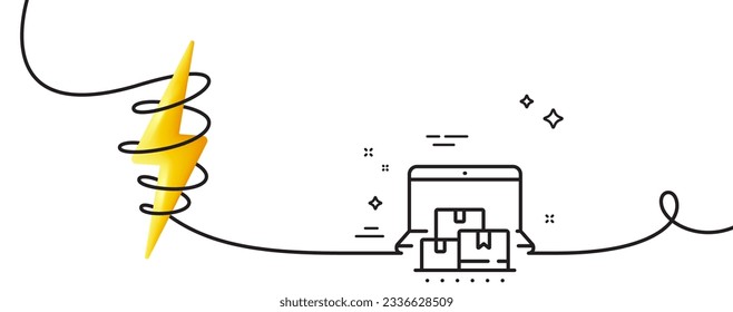 Online storage line icon. Continuous one line with curl. Internet delivery sign. Mobile device service symbol. Online storage single outline ribbon. Loop curve with energy. Vector
