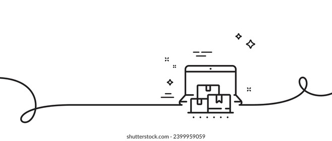 Online storage line icon. Continuous one line with curl. Internet delivery sign. Mobile device service symbol. Online storage single outline ribbon. Loop curve pattern. Vector