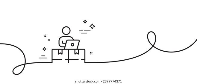 Online-Speicherliniensymbol. Kontinuierlich eine Linie mit curl. Internet-Lieferzeichen. Dienstzeichen für Mobilgeräte. Online-Speicher mit einem Rahmenband. Loop-Kurve Muster. Vektorgrafik