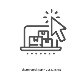 Icono de línea de almacenamiento en línea. Signo de entrega de Internet. Símbolo de servicio de dispositivo móvil. Elemento de diseño de calidad. Icono de almacenamiento en línea de estilo lineal. Trazo editable. Vector