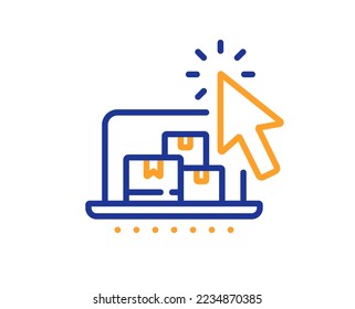 Online storage line icon. Internet delivery sign. Mobile device service symbol. Colorful thin line outline concept. Linear style online storage icon. Editable stroke. Vector