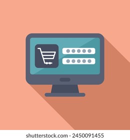 Online store account icon flat vector. Buy order laptop. Store smart market