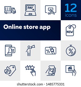 Online store app icon set. Product delivery concept. Vector illustration can be used for topics like shopping, buying, online store