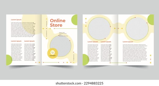 Online Store bifold brochure template. A clean, modern, and high-quality design bifold brochure vector design. Editable and customize template brochure