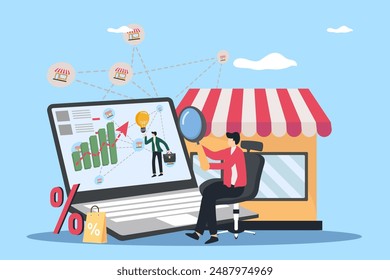 online store business increases sales and income. business concept strategy marketing management. 