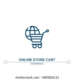 icono de línea vectorial del carro de la tienda en línea. Ilustración de elemento simple. icono de esquema del carro de la tienda en línea a partir del concepto de comercio. Se puede usar para web y móvil
