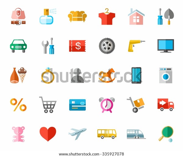 Online store,\
color pictures, icons. Color images of categories of goods online\
store. Icons, vector clip art. \
