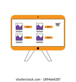 Online store in computer design of shopping ecommerce market retail and buy theme Vector illustration