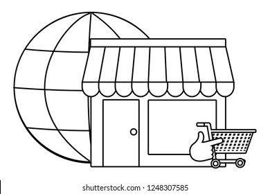 Online store concept in black and white