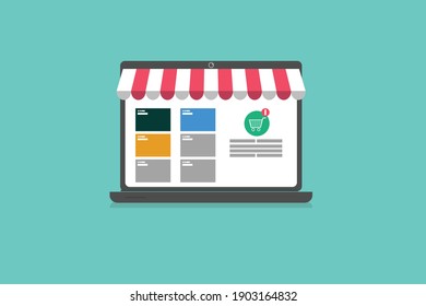 Online store concept on laptop screen