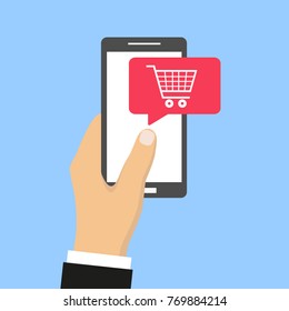 Online store concept on the phone. Online shopping.