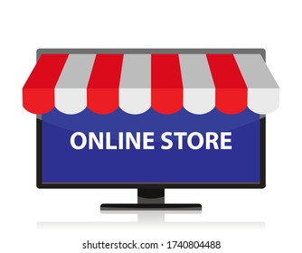 concepto de tienda en línea en pantalla, ilustración vectorial 