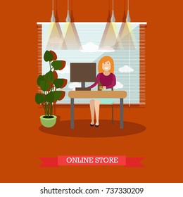 Online store concept vector illustration. Internet shopping or e-commerce design element in flat style.