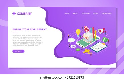 online store concept for website template or landing homepage design with isometric style