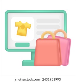 Online store. for digital marketing promotions. bag and shopping basket element.