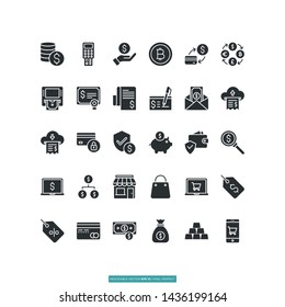 Online Store And Digital Payment Icon Set Vector Illustration Logo Template For Website Or Mobile App.