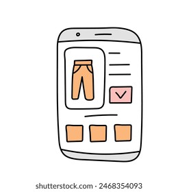 Online store in doodle style. Vector isolated on white background