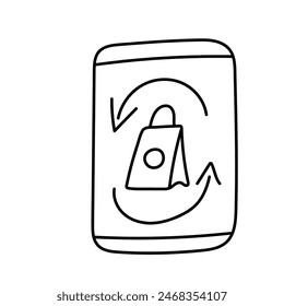 Online store in doodle style. Vector isolated on white background
