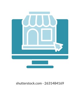Online Store dual tone blue color, mini illustration icon. use for modern concept, print, UI, UX kit, web and app development. Vector related to sales, logistic and ecommerce