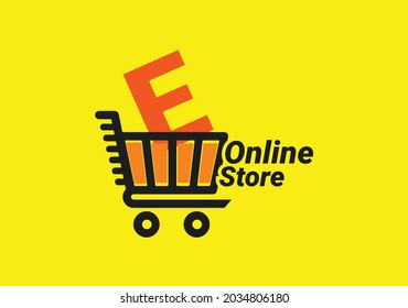 Online Store E Letter Logo And Icon Design Template