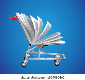 Online Store - Ecommerce Concept - Book As Shopping Cart