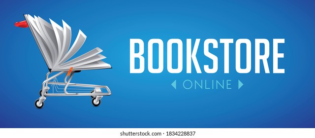 online store - ecommerce concept - book as shopping cart