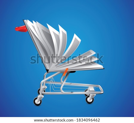 online store - ecommerce concept - book as shopping cart