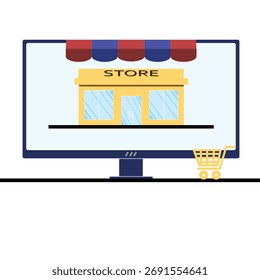 Ilustración de concepto de tienda en línea y comercio electrónico