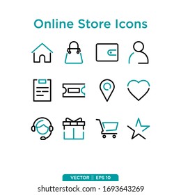 Plantilla de logotipo de Iconos de comercio electrónico de tienda en línea Establecer icono Vector Ilustración Ilustración