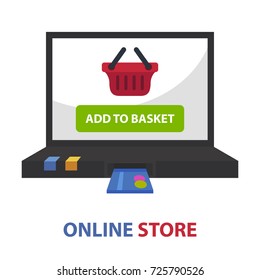 Online store flat concept. Vector illustration. Element template for design.