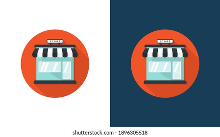 Diseño vectorial del logotipo del icono plano de la tienda en línea, conceptos de icono de la tienda en línea, diseño creativo