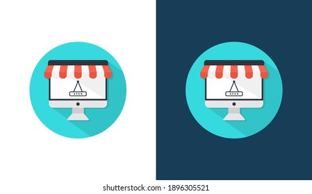 Online Store flat icon logo design vector template, Online Shop icon concepts, Creative design