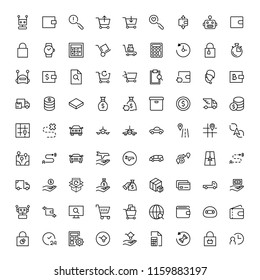 Online store flat icon set. Single high quality outline symbol of info for web design or mobile app. Thin line signs for design logo, visit card, etc. Outline logo of graphic online store 