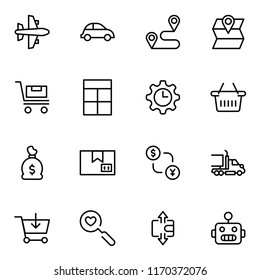 Online store flat icon set. Single high quality outline symbol of info for web design or mobile app. Thin line signs for design logo, visit card, etc. Outline logo of graphic online store 
