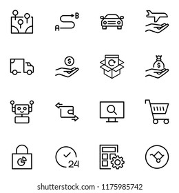 Online store flat icon set. Single high quality outline symbol of info for web design or mobile app. Thin line signs for design logo, visit card, etc. Outline logo of graphic online store 