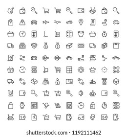 Online store flat icon set. Single high quality outline symbol of info for web design or mobile app. Thin line signs for design logo, visit card, etc. Outline logo of graphic online store 