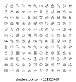 Online store flat icon set. Single high quality outline symbol of info for web design or mobile app. Thin line signs for design logo, visit card, etc. Outline logo of graphic online store 