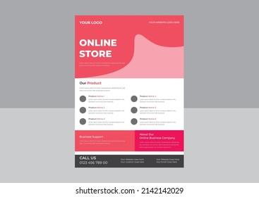Online store flyer design template, Home delivery flyer poster design, Special Discount template for sale banner, poster, flyer, shop, online store. Vector eps 