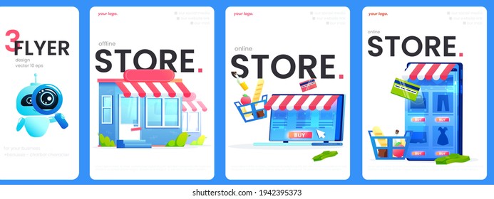 The online store flyers set, the great design for any purposes. A Vector flat illustration