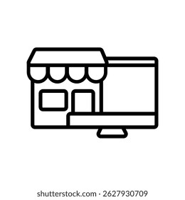 Online store front line icon.