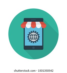 online store glyph flat vector icon