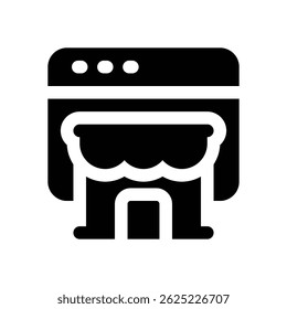 online store glyph icon. Strong and solid vector icon for websites, mobile interfaces, presentations, and visual branding. High quality and easy to edit.