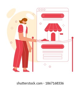 Online-Shop großartige Vektorgrafik-Konzept. Marktgängige Benutzeroberfläche. Geeignet für Website, Landing Page und mobile Apps.