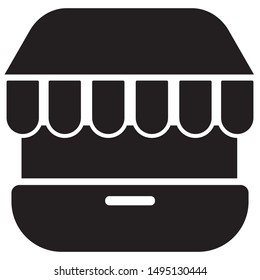 Online store icon black vector